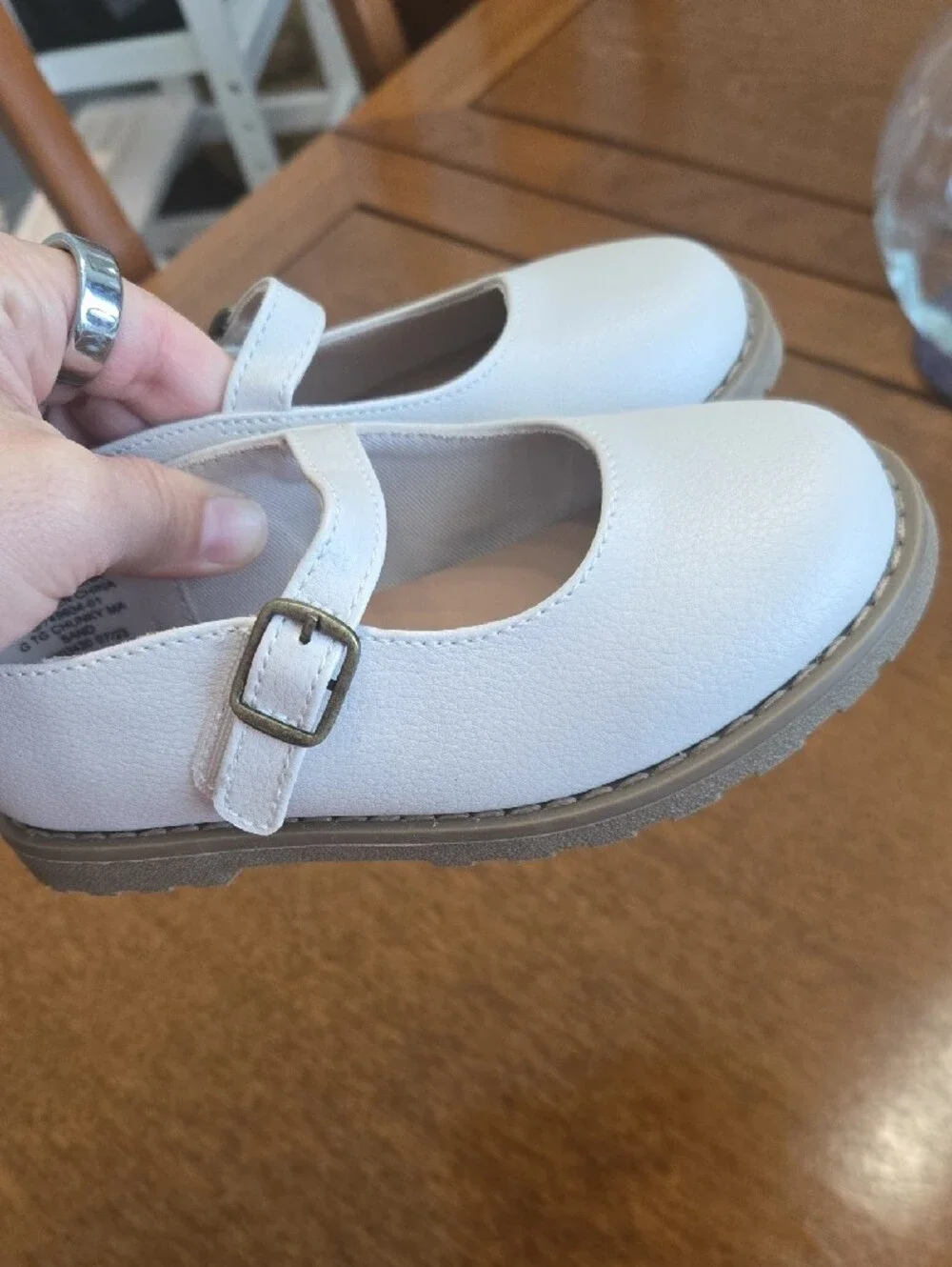 Girls Cream/Nude Color Mary Jane Shoes with Buckle Strap